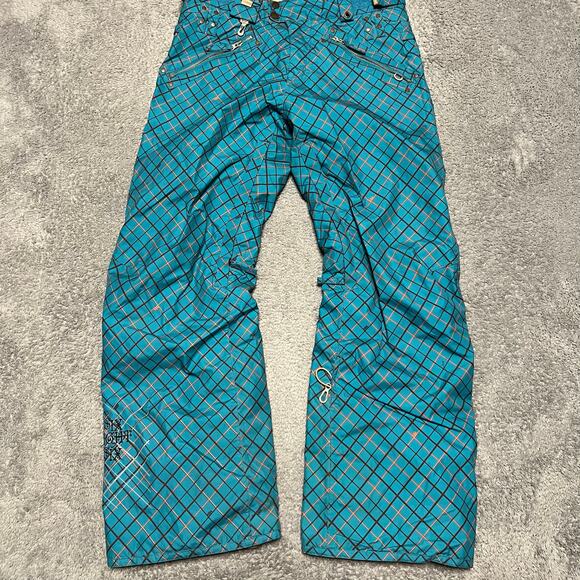 Smarty 686 Snow Pants Womens Medium Board Ski Winter Blue Plaid Snowboarding - Picture 1 of 11